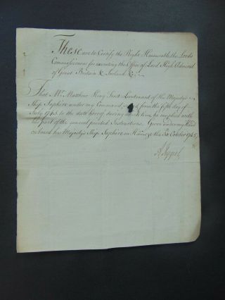 . 1745 Manuscript Letter To Office Of Lord High Admiral Signed By Admiral Keppel