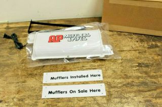 Nos Ap Mufflers & Pipes Lighted Hanging Sign Service Garage Gas