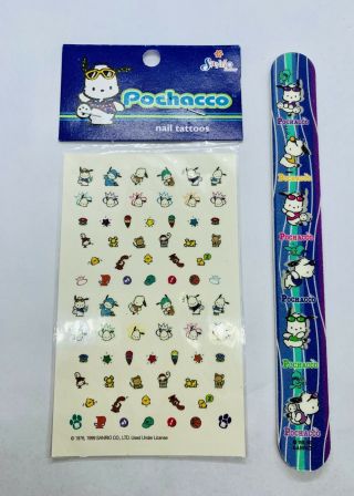Vintage Sanrio Pochacco Stationery 1999 Nail Decals And File