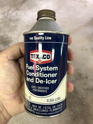 Vintage Texaco Oil Co.  Fuel System Conditioner De - Icer Cone Top Can