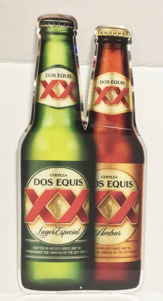 Dos Equis Lager Especial Amber Bottles Hard Plastic Beer Sign 23x11” -