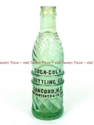 1920s North Carolina Concord Coca Cola Bottling Swirl Side Bottle