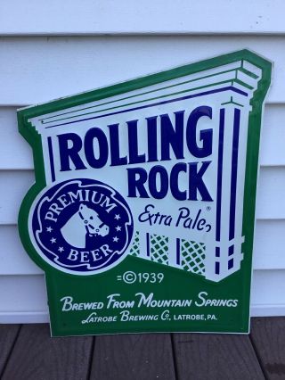 Rolling Rock Extra Pale Premium Beer Metal Tin Bar Pub Sign Latrobe Brewing