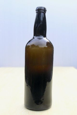 Antique C1830s English Black Glass Wobbly Base Cylinder Wine Bottle