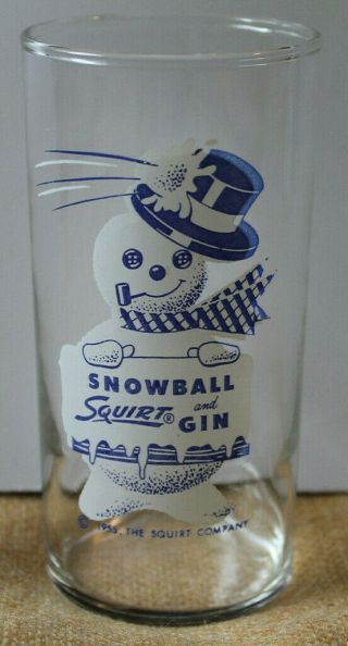 Vtg 1955 The Squirt Company Advertising Glass Snowman Snowball Gin Pipe Frosty