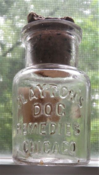 Veterinary Sample Size.  Clayton Dog Remedies,  Chicago.  Tiny,  Mold Blown