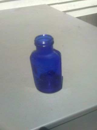 Vintage Cobalt Blue Glass Bottle Merrell 