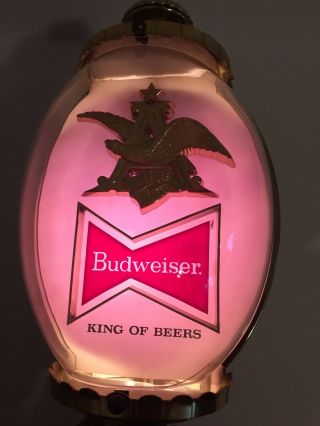 Two Budweiser Beer Sign Vintage Wall Sconce Lamp Light Bubble Style Lighted