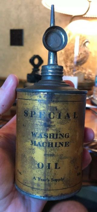 Vintage / Antique 1/2 Pint Cone Top Special Washing Machine Oil Woods & Co.  Can