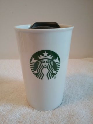 Starbucks White Green Siren 8 Oz Tumbler Coffee Cup Mug W/ Rubber Seal Lid