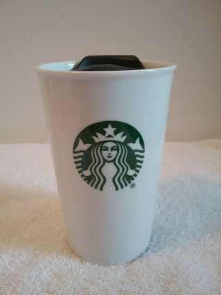 Starbucks White Green Siren 8 oz Tumbler Coffee Cup Mug w/ Rubber Seal Lid 2