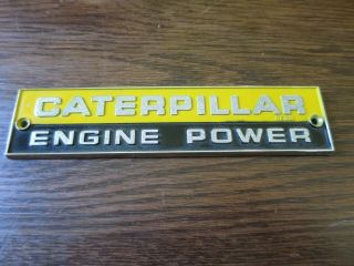Vintage Caterpillar Engine Power Metal Plaque Stick On Back 1 1/4 X 5 3/4 "