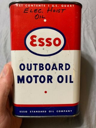 Vintage 1 Quart Rare Esso Standard Outboard Motor Oil Can