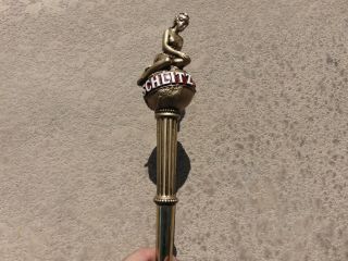 Vintage Schlitz Lady On Top Of World Globe Beer Tap Handle Marker 12  Inches