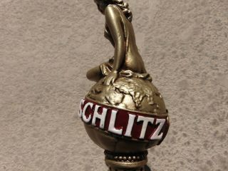 Vintage Schlitz Lady On Top of World Globe Beer Tap Handle Marker 12  inches 3