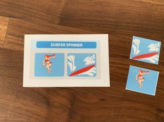 1976 D Gottlieb Surfer Or Surf Champ Pinball Spinner Decals 3 Day