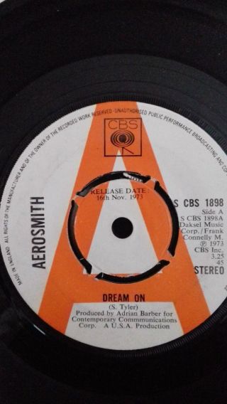 Aerosmith.  Rare 1973 Promo 7 " Vinyl [ Dream On/somebody ]