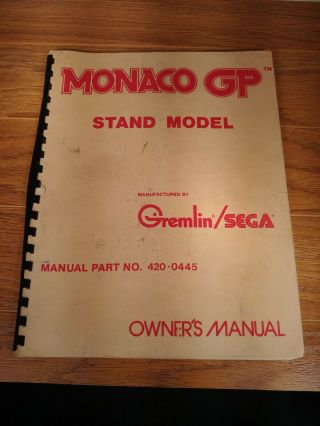 Sega/gremlin Monaco Gp Arcade Game Owners Manuals