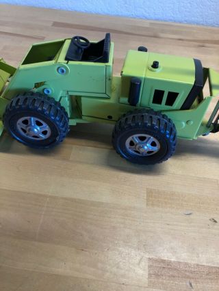 TONKA Vintage TRENCHER LIME GREEN Pressed Steel with front dump / back scoop 4