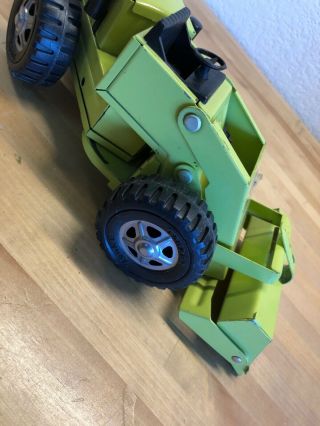 TONKA Vintage TRENCHER LIME GREEN Pressed Steel with front dump / back scoop 6