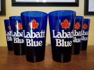 Set Of Six (6) Labatt Blue Pint Glasses Cobalt Blue Canada Beer