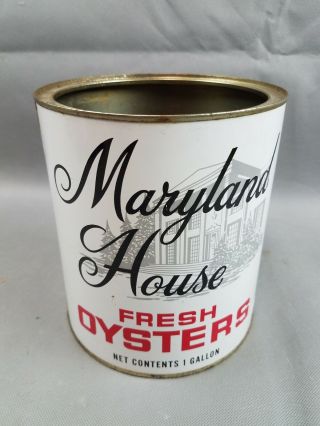 Sweet Vintage 1 Gallon Maryland House Fresh Oyster Can Tin Nanticoke Md No Lid