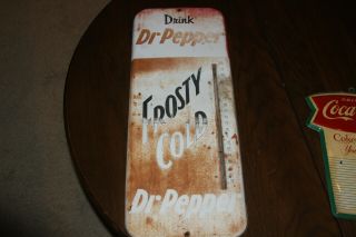 Vintage 1950s Dr.  Pepper 26 " X 9 1/2 " Metal Thermometer Frosty Cold