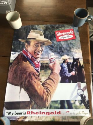 Rheingold Lager Beer John Wayne Poster Ad -