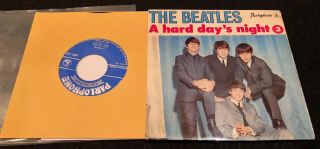The Beatles 1964 A Hard Day ' s Night 3 Portugal EP w/ Laminated SLEEVE Rarest 2