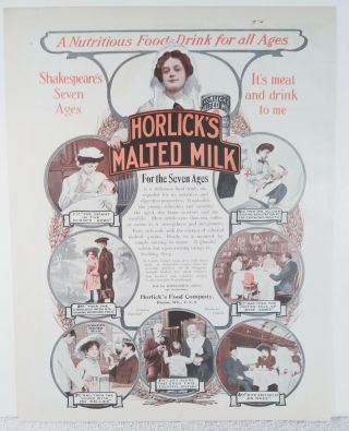 Antique 1900 Kitchen Horlicks Malted Milk 1904 Large Color Photo Print Ad Poster 2
