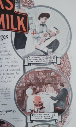 Antique 1900 Kitchen Horlicks Malted Milk 1904 Large Color Photo Print Ad Poster 5