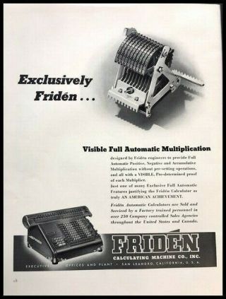 1941 Friden Calculator Machine Vintage Advertisement Print Art Ad Poster Lg87