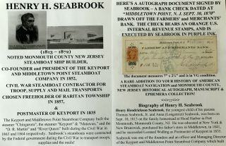 Civil War Troop Transport Steamboat Ship Builder Keyport Nj Document Signed Chec