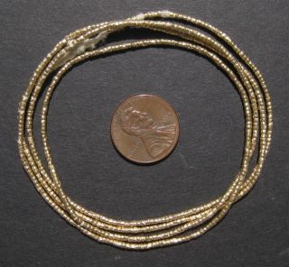 Brass Tiny Heishi Ethiopian Beads 2mm African 25 - 29 Inch Strand Handmade