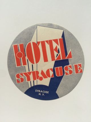 Vintage Hotel Luggage Label - - Hotel Syracuse York