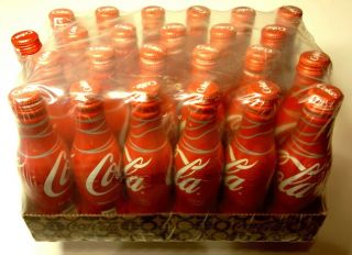 Full Case Coca - Cola 24 Red Aluminum Bottles 8.  5 Oz.  Each,  Earbuds