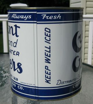 Vtg 1 Gallon Crescent Brand Oyster Tin / Can With Lid - Baltimore,  MD - VA 101 2