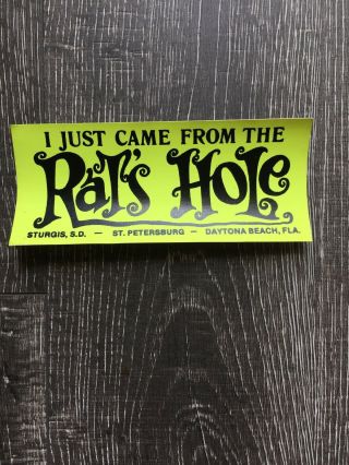 Vintage Rare The Rats Hole Daytona Beach Fla Bumper Sticker