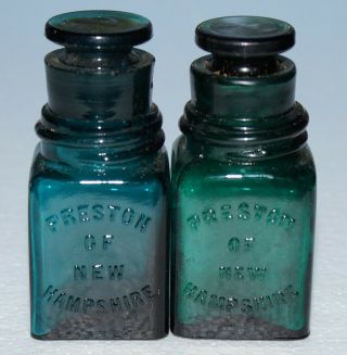 Antique Victorian Era Teal Green Preston Of Hampshire Snuff Bottle