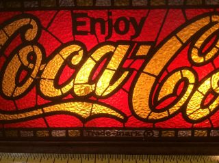 Vintage Enjoy Coca - Cola Light Sign Plastic Stained Glass 5