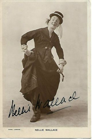 Nellie Wallace (1870 - 1948) Vintage Music Hall Comedian & Actress Signed Pic