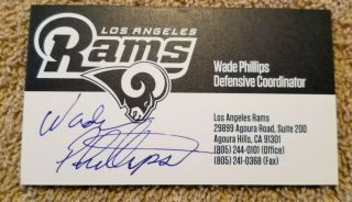 Autographed Wade Phillips Business Card W/coa Los Angeles Rams