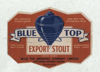 Beer Label - Canada - Blue Top Export Stout - Kitchener,  Ontario