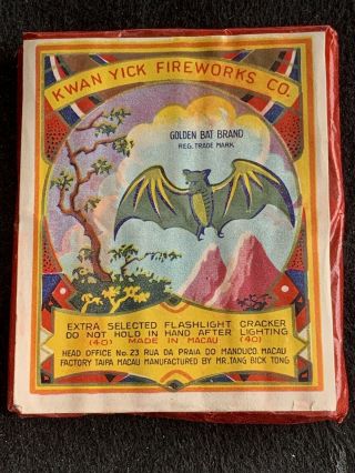 Firecracker Label Golden Bat 40’s Macau Complete