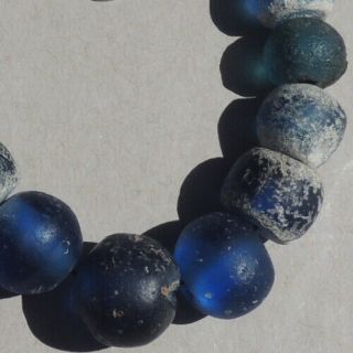 19 Ancient Islamic Blue Glass Beads Mali 47