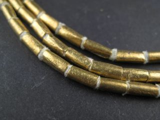 Brass Ethiopian Tube Beads 7x3mm African Large Hole 26 - 28 Inch Strand Handmade