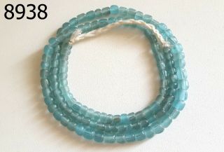 Antique Nagaland Clear Aqua Blue Glass Bead Trade Strand 8938