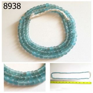 Antique Nagaland Clear Aqua Blue Glass Bead Trade Strand 8938 5