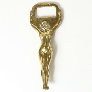 Vtg Figural Art Deco Naked Nude Lady Brass Bottle Opener,  H.  L.  & S.  England