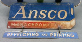 Two Sided,  Two Piece Hanging Sign: Ansco Plenachrome Film Developing & Printing